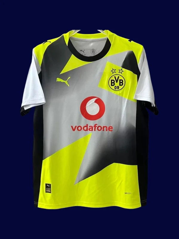 Dortmund Away Jersey 25/26 Fans Version front with black-and-yellow away design and crest.