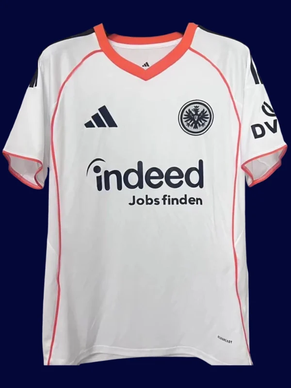 Eintracht Frankfurt Away Jersey 2526 Fans Version1 - KFCool – Football Jerseys & Soccer Kits Store Eintracht Frankfurt Away Jersey 25/26 Fans Version front with away black-and-white design and crest.
