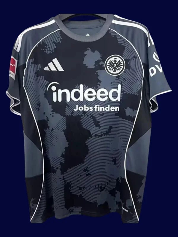 Eintracht Frankfurt Third Jersey 2526 Fans Version - KFCool – Football Jerseys & Soccer Kits Store Eintracht Frankfurt Third Jersey 25/26 Fans Version front showing third kit design and crest.