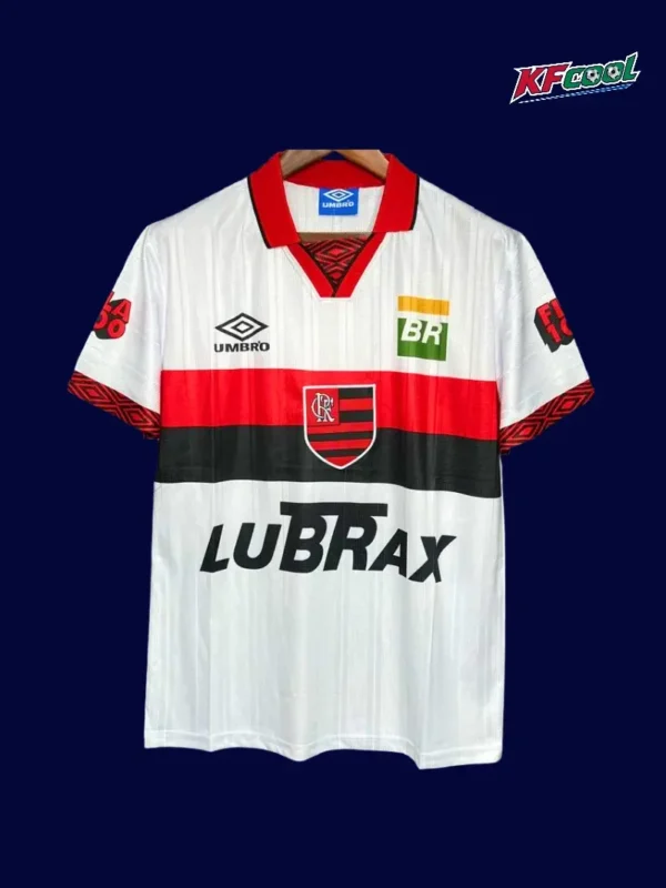Flamengo Away Classic Retro Jersey 1995A - kfcool.com Flamengo away classic retro jersey 1995 front white red design