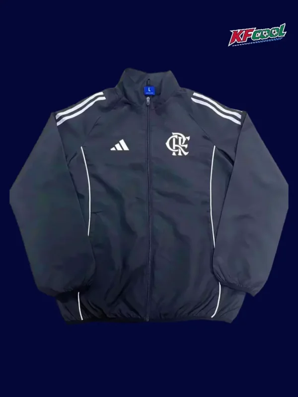 Flamengo black windbreaker 25/26 fans version front view