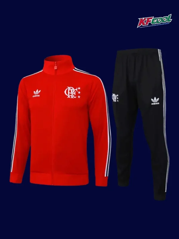 Flamengo Red Jacket Tracksuit 2526 Fans Version1 - KFCool – Football Jerseys & Soccer Kits Store Flamengo red jacket tracksuit 25/26 fans version front view