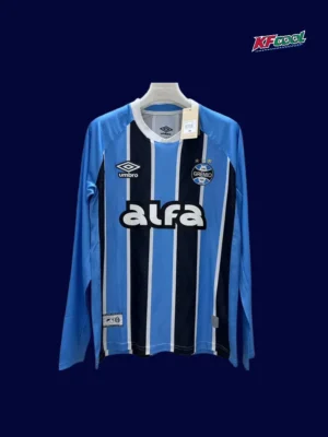 Gremio Home Jersey Long Sleeve 2526 Fans Version1 Gremio home jersey long sleeve 25/26 fans version front blue black white stripes