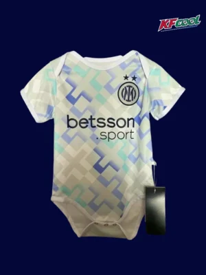 Inter Milan Away Babysuit Infant Crawl 2526A Inter Milan 25 26 away baby suit front in alternate colors with crest