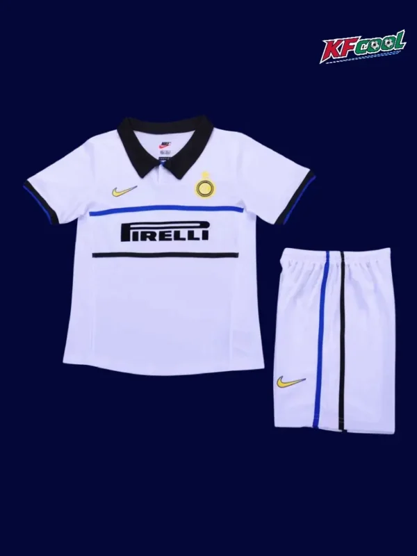 Inter Milan Away Classic Retro Kids kits 199899A - KFCool – Football Jerseys & Soccer Kits Store Inter Milan 1998 99 kids away retro jersey front in throwback colors