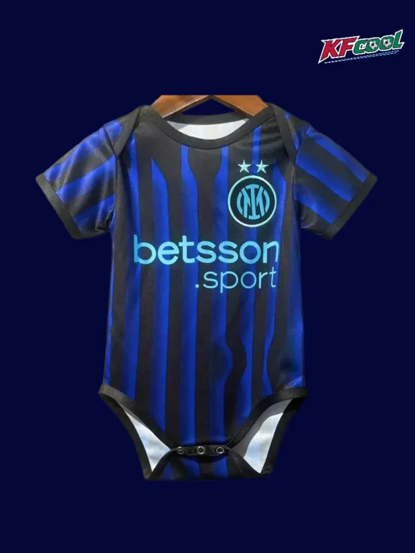 Inter Milan 25 26 home baby suit front for infant crawling with club crest