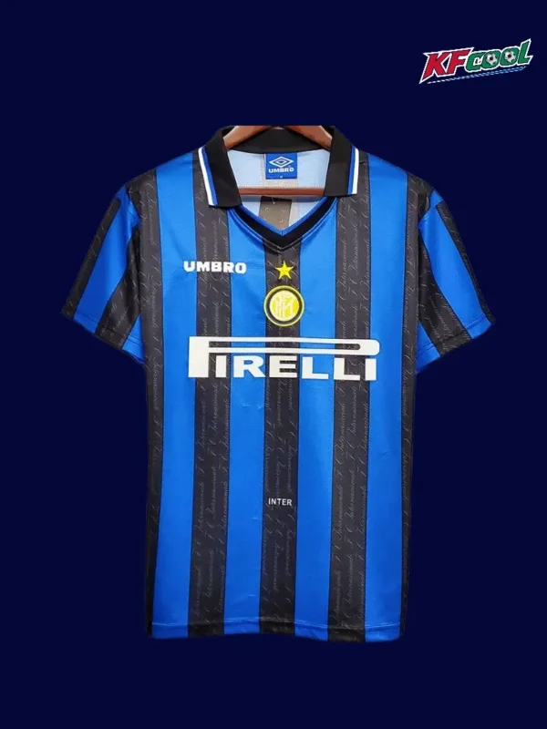 Inter Milan Home Classic Retro Jersey 199798A - kfcool.com Inter Milan 1997 98 home classic retro jersey front with iconic black blue stripes