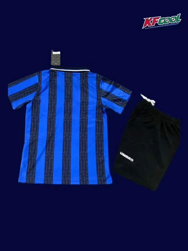 Inter Milan Home Classic Retro Kids kits 199798B - kfcool.com Inter Milan 1997 98 kids home retro jersey back with soft rear fabric and easy print area