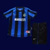Inter Milan 1999 00 kids home retro jersey front with child size stripes