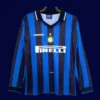 Inter Milan 1997 98 home classic retro long sleeve jersey front with iconic black blue stripes