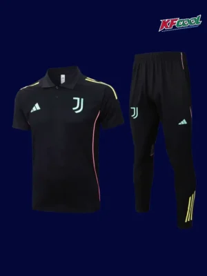Juventus black polo tracksuit 25/26 fans version front premium style