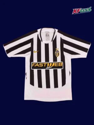 Juventus 2003 04 home classic retro jersey front with bold stripe pattern