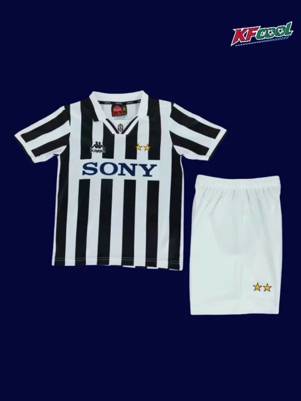 Juventus 1995 97 kids home classic retro jersey front child size stripes