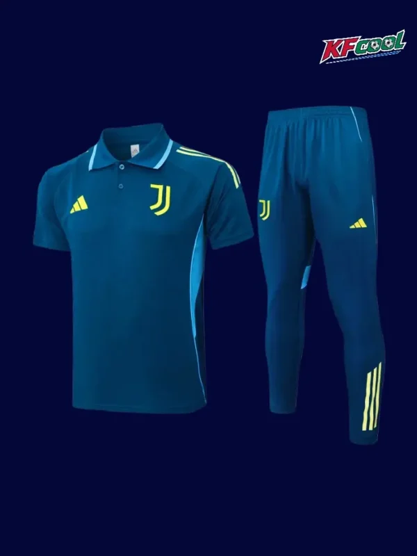 Juventus lake blue polo tracksuit 25/26 fans version front view