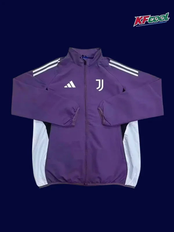 Juventus purple windbreaker 25/26 fans version lightweight breathable jacket front view