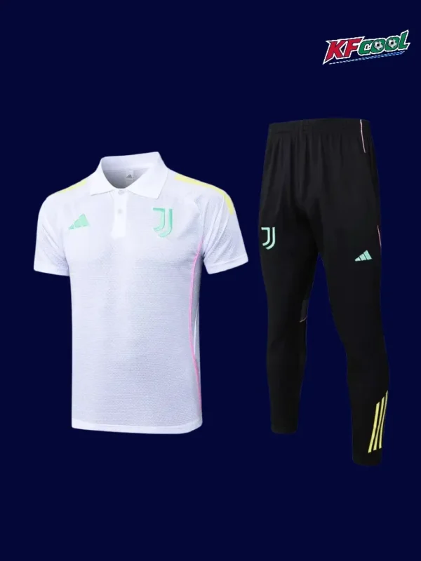 Juventus white polo tracksuit 25/26 fans version front classic sporty look