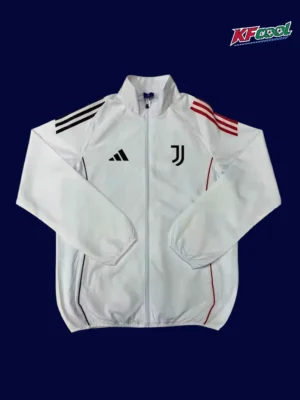 Juventus White Windbreaker 2526 Fans Version1 Juventus 25 26 white windbreaker front fans version lightweight design