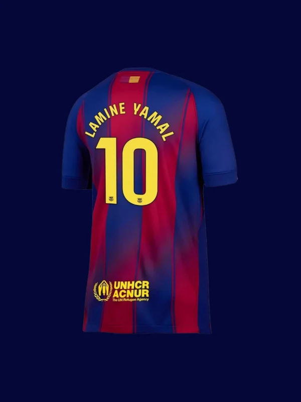 Lamine Yamal Barcelona home jersey back 25/26 with #10, breathable high-quality design.