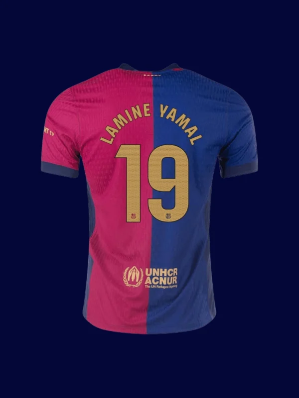 Lamine Yamal 19 Barcelona Home Jersey 2425 Player2 - kfcool.com Lamine Yamal Barcelona home player jersey back 24/25 with #19, breathable high-quality design.