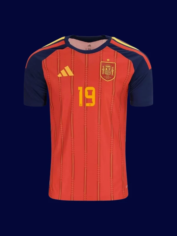 Lamine Yamal 19 Spain Home Jersey World Cup 2026 Player1 - KFCool – Football Jerseys & Soccer Kits Store Lamine Yamal Spain home player jersey front World Cup 2026, high-quality breathable fan gear.