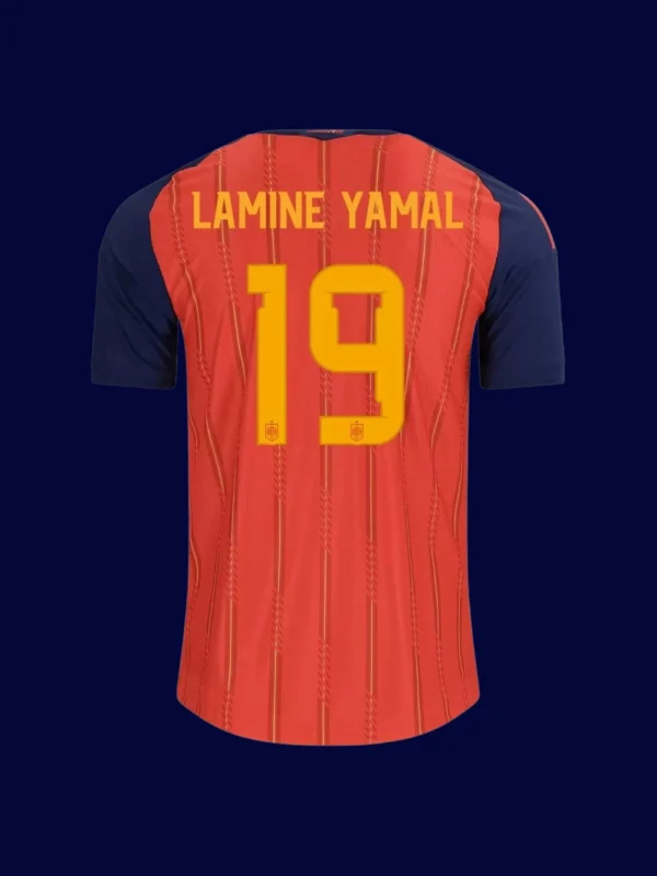 Lamine Yamal 19 Spain Home Jersey World Cup 2026 Player2 - KFCool – Football Jerseys & Soccer Kits Store Lamine Yamal Spain home player jersey back World Cup 2026 with #19, breathable high-quality design.
