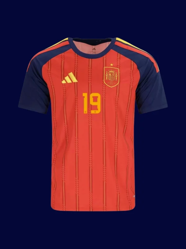Lamine Yamal 19 Spain Home Jersey World Cup 2026A - kfcool.com Lamine Yamal Spain home jersey front World Cup 2026, high-quality breathable fan gear.