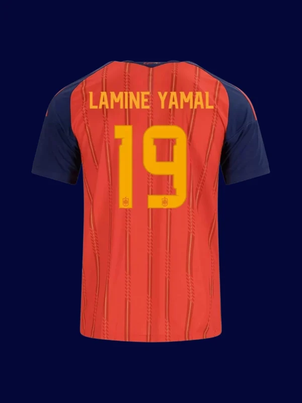 Lamine Yamal 19 Spain Home Jersey World Cup 2026B - kfcool.com Lamine Yamal Spain home jersey back World Cup 2026 with #19, breathable high-quality design.