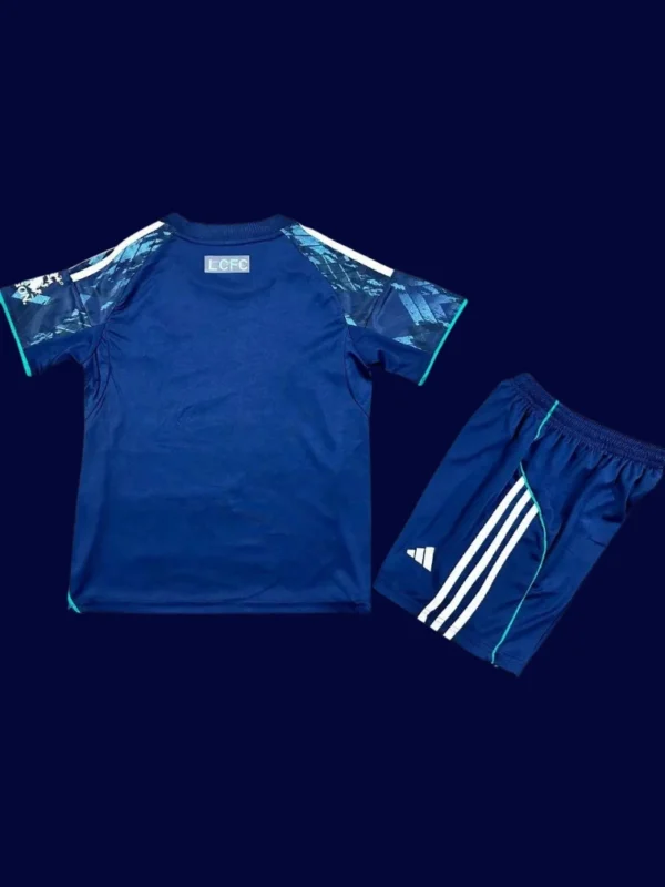 Leicester City Away Jersey Kids kits 2526B - KFCool – Football Jerseys & Soccer Kits Store Leicester City Away Kids Kits 25/26 back showing printed number panel.