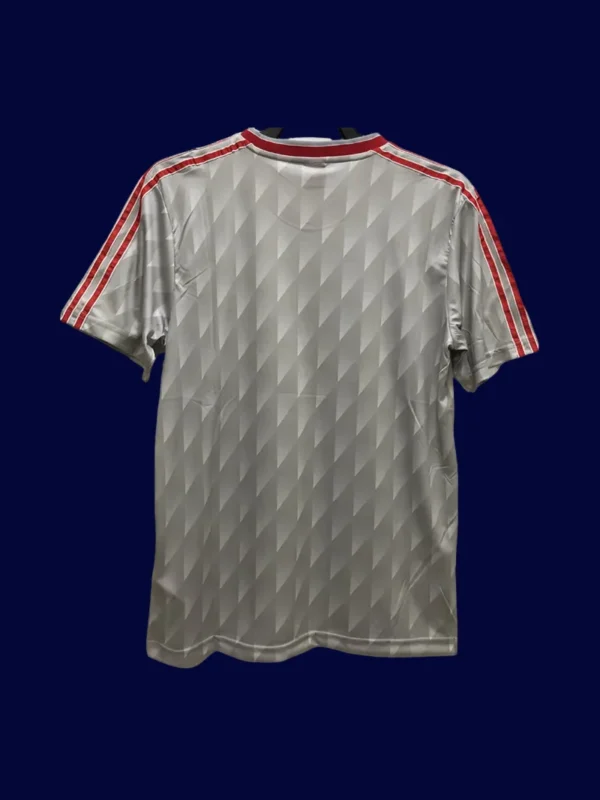 back view of Liverpool away retro jersey (89/91) showing stitched back for numbers.