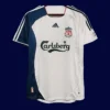 front view of Liverpool away white retro jersey (06/07) with classic fit.