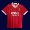 front view of Liverpool home red retro jersey (81/84) with vintage styling.
