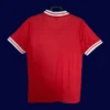 back view of Liverpool home red retro jersey (81/84) showing stitched back panel.