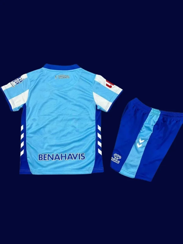 Malaga Bilbao Home Kids Kits 25/26 back with printed kid number panel.