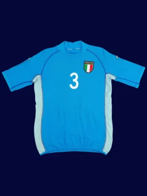 Maldini #3 Italy Home Blue Retro Jersey World Cup 2002