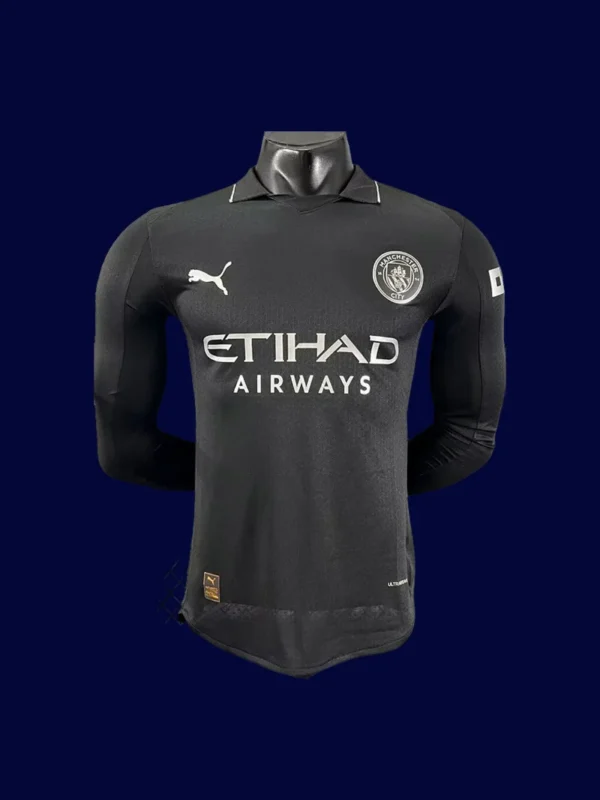 Man City 25/26 Away Black Long Sleeve Player Jersey Front