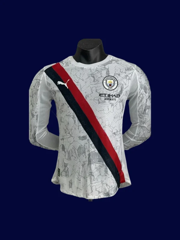 Man City 25/26 Away White Long Sleeve Player Jersey Front