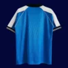 back view of Manchester City home blue retro jersey (99/01) showing stitched back panel.