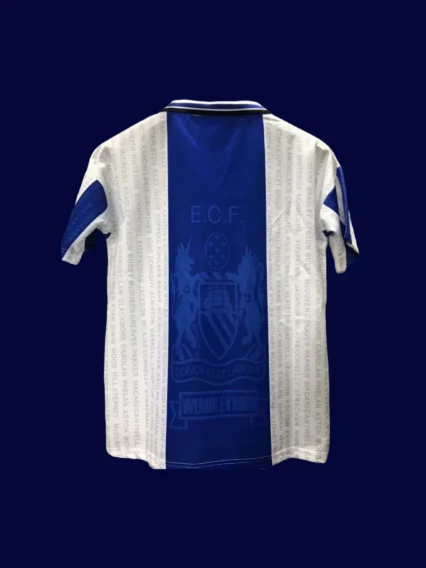 back view of away retro jersey (94/96) showing reinforced back panel for numbers.