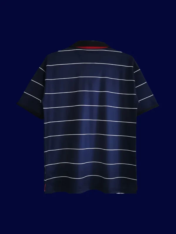 Manchester United Away Retro Soccer Jersey 9900B - KFCool – Football Jerseys & Soccer Kits Store back view of away retro soccer jersey (99/00) showing stitched back and number area.