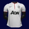 Manchester United Away White Retro Jersey 1314 Player1 - KFCool – Football Jerseys & Soccer Kits Store front view of Manchester United away white player-fit retro jersey (13/14) with slim athletic cut.