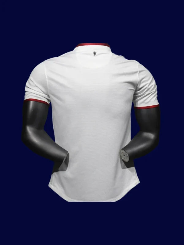 Manchester United Away White Retro Jersey 1314 Player2 - KFCool – Football Jerseys & Soccer Kits Store back view of away white player-fit retro jersey (13/14) showing reinforced number area.