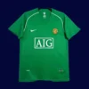 Manchester United Green goalkeeper Retro Jersey 0708A - kfcool.com front view of green Manchester United goalkeeper retro jersey (07/08) with classic long sleeves.