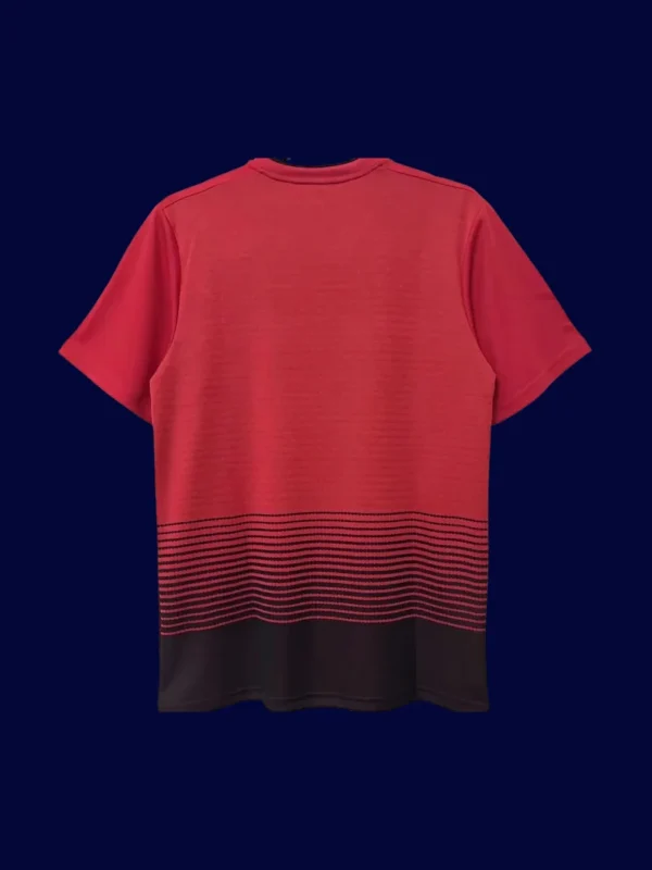 back view of home red retro jersey (18/19) showing number-ready back panel.