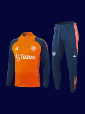 Manchester United Orange Tracksuit 2025A front view of orange Manchester United tracksuit (2025) with full zip and elastic cuffs.