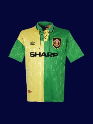 Manchester United Retro Jersey 9294A front view of Manchester United retro jersey (92/94) in classic red design.