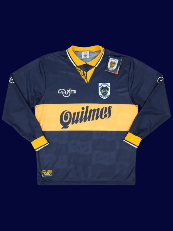 Maradona 10 Boca Home Long Sleeve Retro Shirt 9596A - kfcool.com Maradona Boca home long sleeve retro shirt front 95/96, high-quality breathable fan gear.