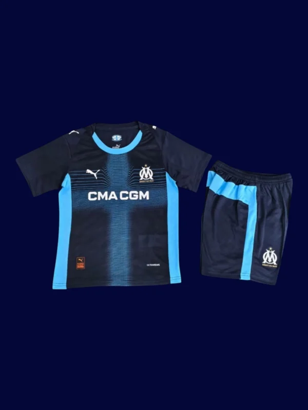 Marseille Away Kids kits 2526A - kfcool.com Marseille Away Kids kits 25/26 front lightweight breathable junior football shirt