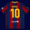 Messi Barcelona home retro jersey back 20/21 with #10, breathable high-quality design.