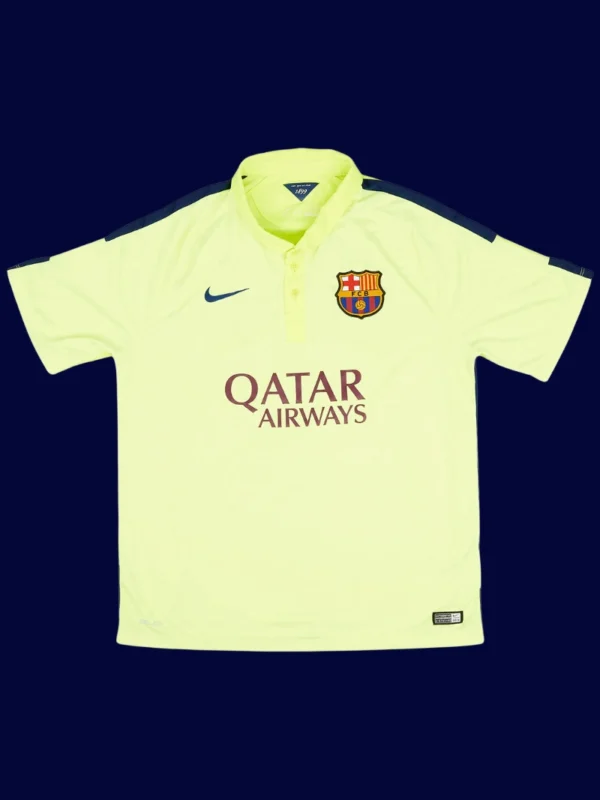Messi 10 Barcelona Third Yellow Retro Jersey 1415A - KFCool – Football Jerseys & Soccer Kits Store Messi Barcelona third yellow retro jersey front 14/15, high-quality breathable fan classic.