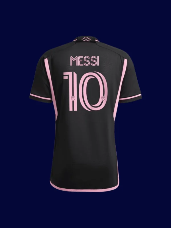 Messi 10 Inter Miami Away Black Jersey 2324 Player2 - kfcool.com Messi Inter Miami away black player jersey back 23/24 with #10, breathable high-quality design.